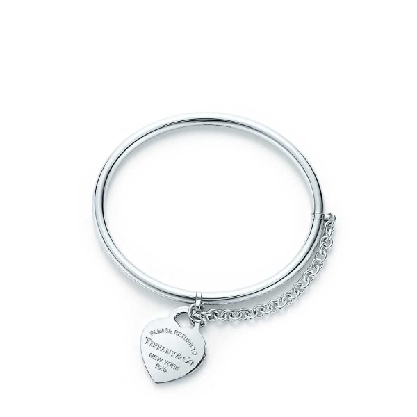 Heart Tag Bangle with Chain