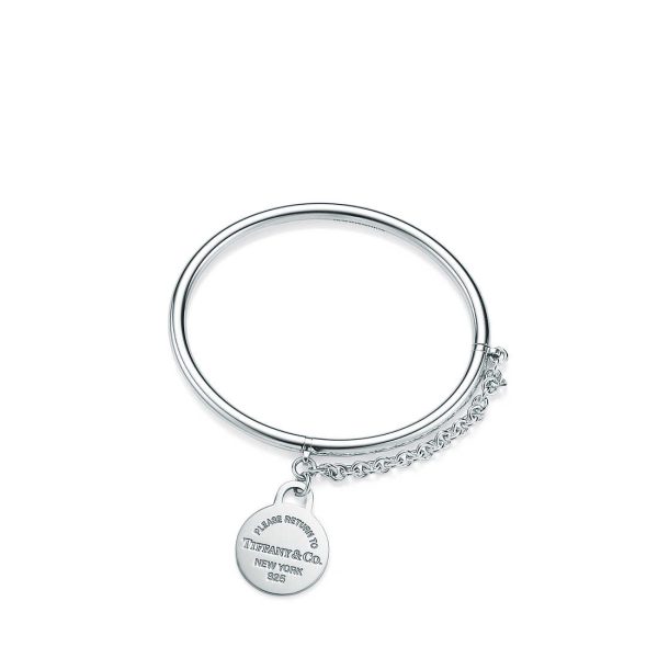 Round Tag Bangle with Chain