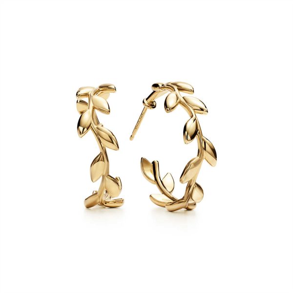 Olive Leaf Hoop Earrings
