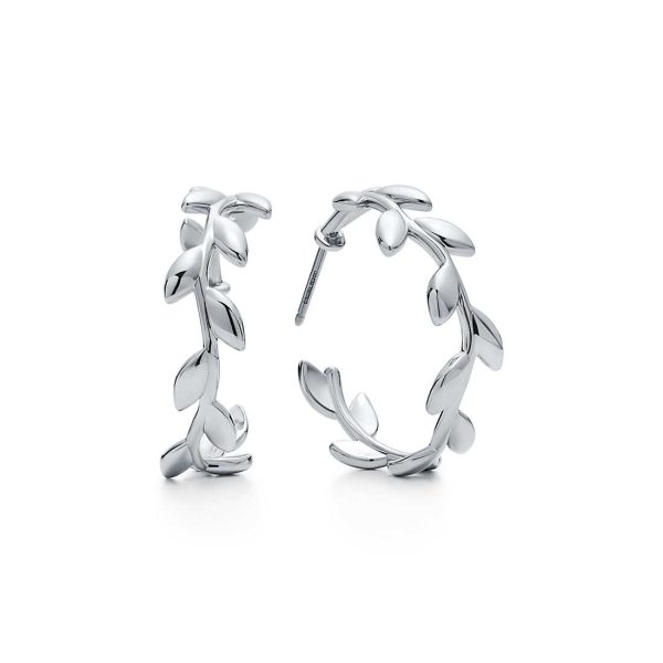 Olive Leaf Hoop Earrings