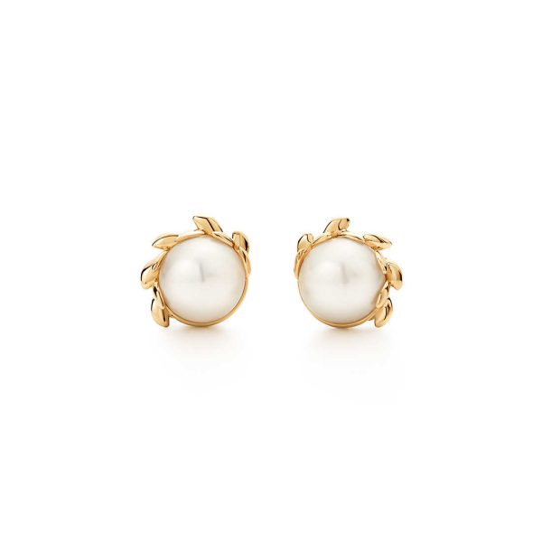 Olive Leaf Pearl Earrings