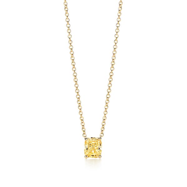 Cushion-cut Yellow Diamond Pendant