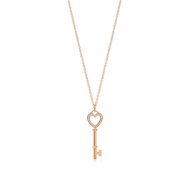 Diamond Heart Key Charm and Chain