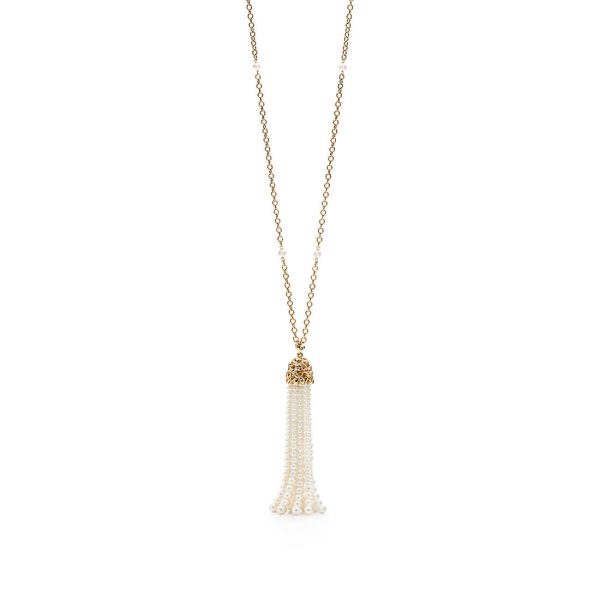 Olive Leaf Pearl Tassel Necklace