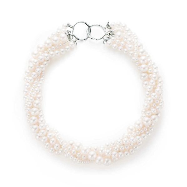 Olive Leaf Torsade Pearl Necklace