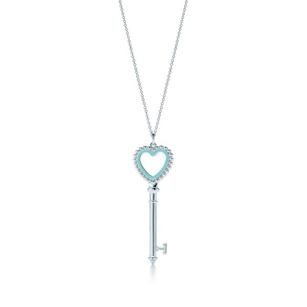 beaded heart key pendant