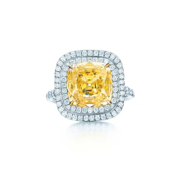 Square yellow diamond ring