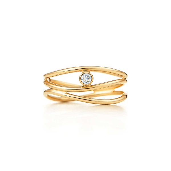 Wave Three-row Diamond Ring