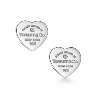 Heart Tag Earringsin Sterling Silver with a Diamond, Mini