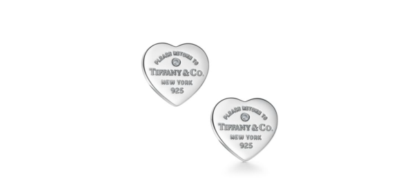 Heart Tag Earringsin Sterling Silver with a Diamond, Mini